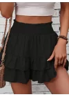 Kadın Beli Lastikli Eteği Fırfırlı Mini Etek
