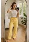 Kadın Beli Lastikli Pol Paça Pantolon