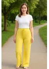 Kadın Beli Lastikli Pol Paça Pantolon