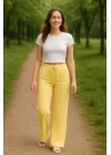 Kadın Beli Lastikli Pol Paça Pantolon