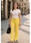 Kadın Beli Lastikli Pol Paça Pantolon