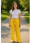 Kadın Beli Lastikli Pol Paça Pantolon