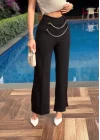 Kadın Beli Zincir Detay Ithal Krep Pantolon