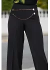 Kadın Beli Zincir Detay Ithal Krep Pantolon