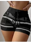 Kadın Belinden Bağlamalı Mini Triko Short