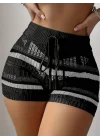 Kadın Belinden Bağlamalı Mini Triko Short