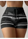 Kadın Belinden Bağlamalı Mini Triko Short