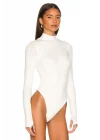 Kadın Beyaz Çift Katlı Sandy Yarım Balıkçı Parmak Geçirmeli Tanga Bodysuit
