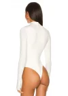 Kadın Beyaz Çift Katlı Sandy Yarım Balıkçı Parmak Geçirmeli Tanga Bodysuit
