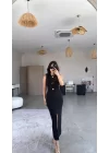 Kadın Bisiklet Yaka Broş Detay Yırtmaçlı Maxi Boy Ottoman Elbise