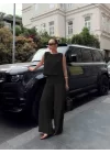 Kadın Bisiklet Yaka Kolsuz Bluz Ve Bol Paça Aerobin Kumaş Ikili Takım