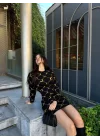 Kadın Bisiklet Yaka Uzun Kol Triko Mini Boy Elbise
