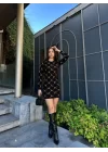 Kadın Bisiklet Yaka Uzun Kol Triko Mini Boy Elbise