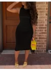 Kadın Bodycon Midi Boy Dalgıç Elbise