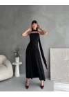 Kadın  Boğaz Kolsuz Maxi Boy Kalem Elbise