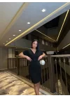 Kadın Dalgıç Krep V Yaka Ve Sırt Dekolte Detaylı Elbise
