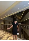 Kadın Dalgıç Krep V Yaka Ve Sırt Dekolte Detaylı Elbise