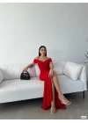 Kadın Dalgıç Kumaş Kayık Yaka Ve Dekolte Detaylı Elbise