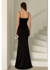 Kadın Dalgıç Kumaş V Yaka Yırtmaç Detaylı Maxi Boy Elbise