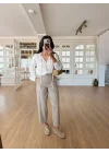 Kadın Ekru Çiçek Nakışlı Pamuklu Bluz Pinterest Bohem Gömlek