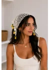 Kadın Ekru Triko Limon Sallantılı Örgü Bandana Yazlık Saç Eşarbı