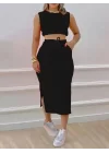 Kadın Iki Iplik Crop Etek Ikili Takım