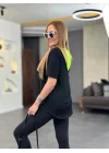 Kadın İki İplik Kumaş Sırt Neon Detay Bluz