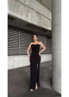 Kadın Ip Askılı Gipe Detay Maxi Boy Yırmaçlı Elbise