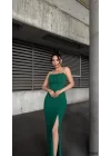 Kadın Ip Askılı Gipe Detay Maxi Boy Yırmaçlı Elbise