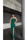 Kadın Ip Askılı Gipe Detay Maxi Boy Yırmaçlı Elbise