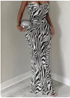 Kadın Kadın Ip Askılı Dökümlü Yaka Zebra Desen Maxi Boy Elbise