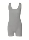 Kadın Kalın Askılı Bodycon Kaşkorse şort Tulum