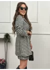 Kadın Kazayağı Desen Vatka Detay Kaban Ve Yüksek Bel Etek Ikili Takım