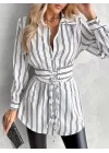 Kadın Kemer Detaylı Pamuk Polyester Gömlek Elbise