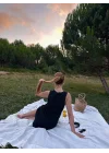 Kadın Keten Kumaş Kolsuz Mini Boy Elbise