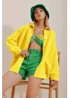 Kadın Keten Kumaş Oversize Gömlek