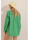 Kadın Keten Kumaş Oversize Gömlek