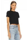 Kadın Kısa Kol Basic Çift Kat İpek Jarse Crop Top