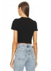 Kadın Kısa Kol Basic Çift Kat İpek Jarse Crop Top