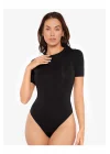 Kadın Kısa Kol İpek Jarse Bodysuit