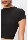 Kadın Kısa Kol Ipek Jarse Crop Top