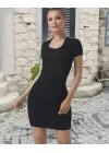 Kadın Kısa Kollu Bel çapraz şerit Detay Büzgülü Sandy Kumaş Elbise