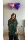 Kadın Kısa Kollu Bisiklet Yaka Cepli Kelebek Baskılı Viskon Elbise