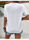 Kadın Kısa Kollu Bisiklet Yaka Göz Baskılı Süprem T-shirt