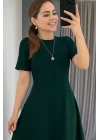 Kadın Kısa Kollu Bisiklet Yaka Maksi Boy Ithal Krep Elbise