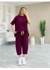 Kadın Kısa Kollu Bisiklet Yaka Viskon Iki Iplik Bluz Ve Pantolon Ikili Takım