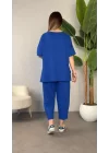 Kadın Kısa Kollu Bisiklet Yaka Viskon Iki Iplik Bluz Ve Pantolon Ikili Takım