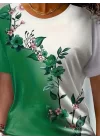 Kadın Kısa Kollu çiçek Desenli Süprem Bluz