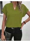 Kadın Kısa Kollu Hakim Yaka Sofya Bluz