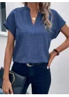 Kadın Kısa Kollu Hakim Yaka Sofya Bluz